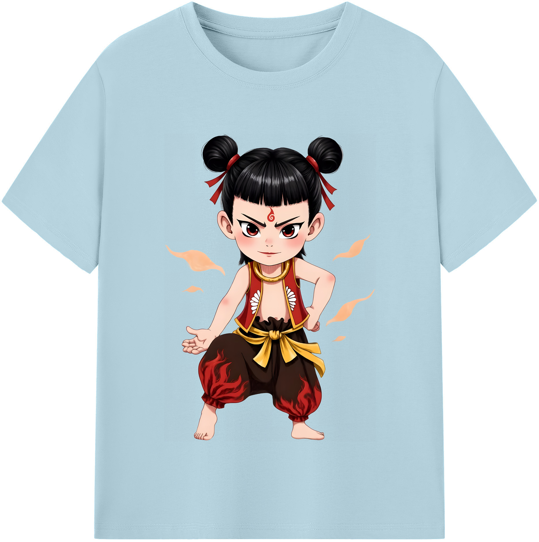 （画像用） Ne Zha 2 ナタ 魔童の大暴れ 綿100％半袖Tシャツ（フロントプリント）